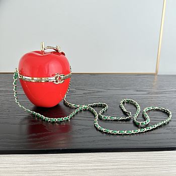 Chanel Apple Minaudiere Metal Enamel Red Green & Golden 16x10x10cm