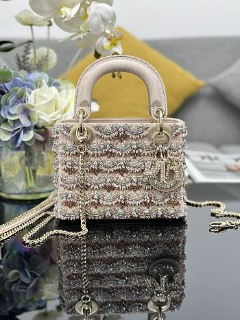 Dior Lady bag embellished crystal 17x15x7cm