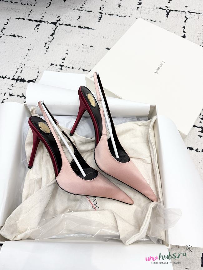 YSL Deroche Crêpe Satin Slingback Pumps - 1