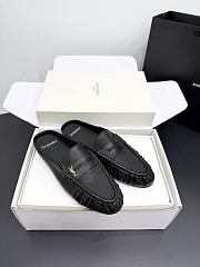 YSL Loafer Leather Black Mule - 1