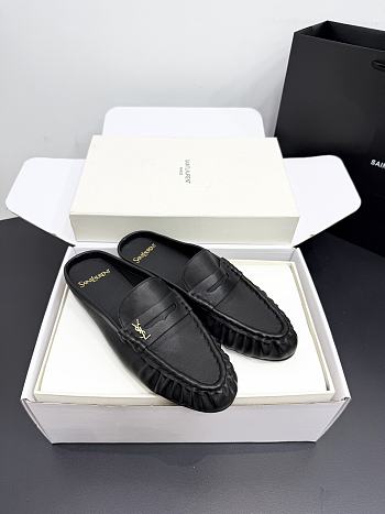 YSL Loafer Leather Black Mule