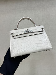 Hermes Mini Kelly Cream Crocodile Palladium Hardware  - 1