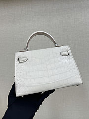 Hermes Mini Kelly Cream Crocodile Palladium Hardware  - 2