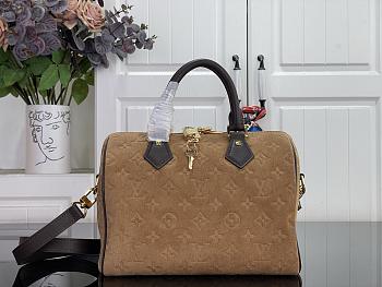 Louis Vuitton Speedy Bandoulière 25 beige suede 25x19x15cm