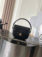 Chanel Mini Flap Turn Around Emerald Calfskin Crocodile Black 19.5x14.5x5cm - 1