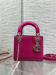 Dior Mini Lady bag Python Fuchsia 17cm - 1