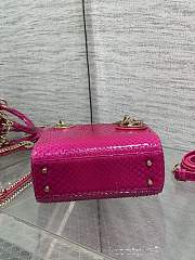 Dior Mini Lady bag Python Fuchsia 17cm - 4