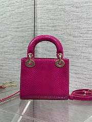 Dior Mini Lady bag Python Fuchsia 17cm - 3