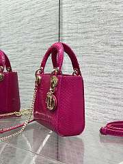 Dior Mini Lady bag Python Fuchsia 17cm - 2