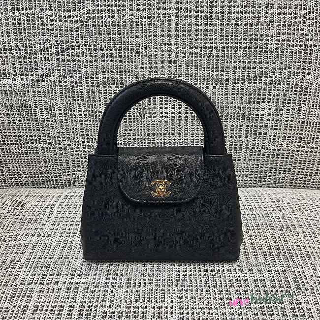 Chanel Black Kelly Bag Caviar Gold Hardware 19x13x7cm - 1
