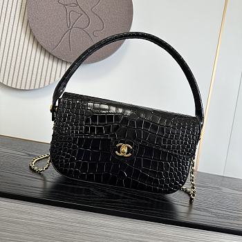 Chanel Flap Emerald Calfskin Crocodile black Embossed 26x16x2.5cm