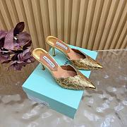 Aquazzura Ce Soir Embellished Leather Mules in gold  - 1
