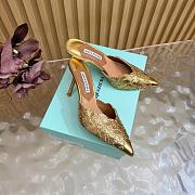 Aquazzura Ce Soir Embellished Leather Mules in gold  - 3
