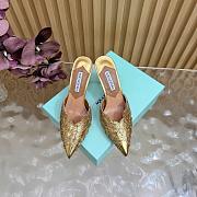 Aquazzura Ce Soir Embellished Leather Mules in gold  - 2