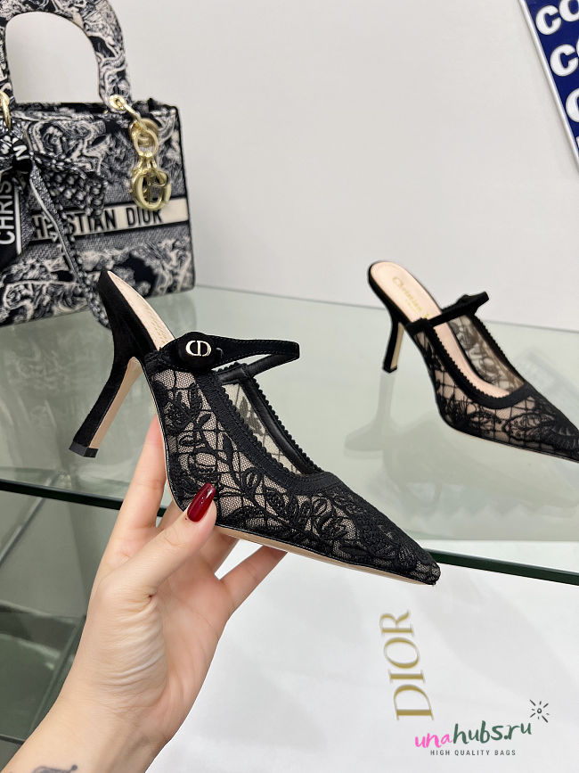 Dior black lace Capture heeled mule - 1