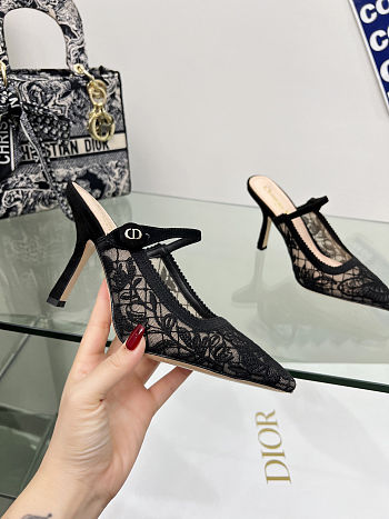 Dior black lace Capture heeled mule