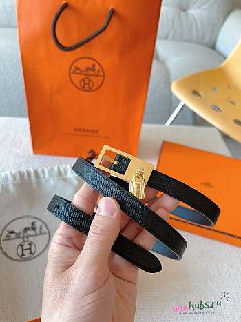 	 Hermes Women 1.5cm Black Saffiano Leather