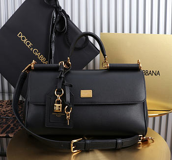 Dolce & Gabbana Medium My Sicily black calfskin 30x18x14cm