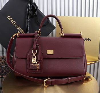 Dolce & Gabbana Medium My Sicily burgundy calfskin 30x18x14cm