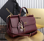 Dolce & Gabbana Medium My Sicily burgundy calfskin 30x18x14cm - 3