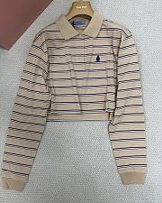 Prada Striped piqué Desert/Royal Blue polo shirt  - 1