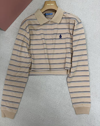 Prada Striped piqué Desert/Royal Blue polo shirt 