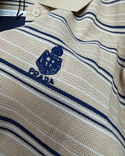 Prada Striped piqué Desert/Royal Blue polo shirt  - 4