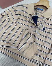 Prada Striped piqué Desert/Royal Blue polo shirt  - 3