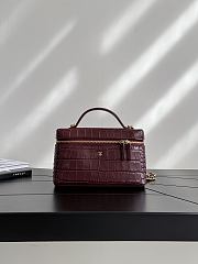 Chanel Vanity With Chain Calfskin Crocodile Embossed Burgundy 19cm - 1