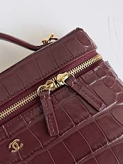 Chanel Vanity With Chain Calfskin Crocodile Embossed Burgundy 19cm - 5
