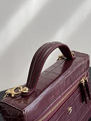 Chanel Vanity With Chain Calfskin Crocodile Embossed Burgundy 19cm - 4