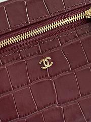 Chanel Vanity With Chain Calfskin Crocodile Embossed Burgundy 19cm - 3