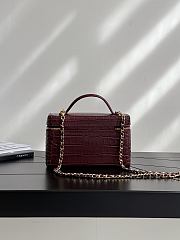 Chanel Vanity With Chain Calfskin Crocodile Embossed Burgundy 19cm - 2