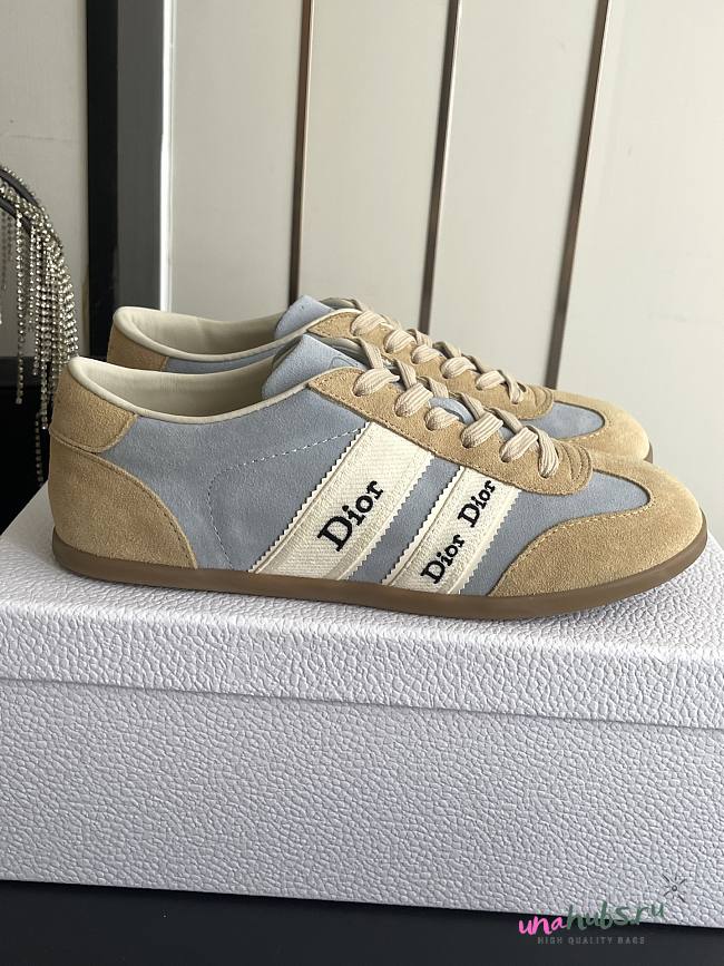 Dior Ribbon Sneaker Sky Blue and Beige Suede - 1