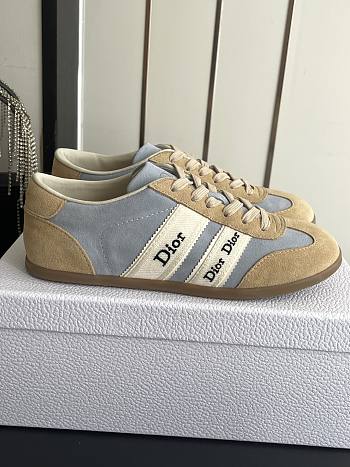 Dior Ribbon Sneaker Sky Blue and Beige Suede