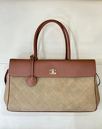 Chanel 26s Shopping bag Brown suede 38x22x16cm