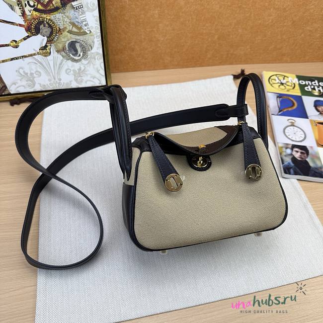 Hermes Mini Lindy handbag canvas 19x12.5x9cm - 1
