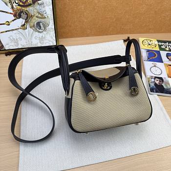 Hermes Mini Lindy handbag canvas 19x12.5x9cm