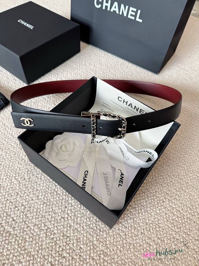 Chanel Reversible Black Burgundy Belt 3cm - 1