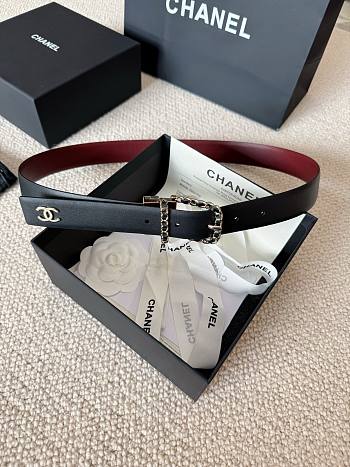 Chanel Reversible Black Burgundy Belt 3cm