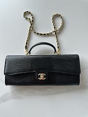 Chanel Top Handle Long Clutch Calfskin Lizard Black 25x9.5x5cm - 1