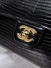 Chanel Top Handle Long Clutch Calfskin Lizard Black 25x9.5x5cm - 5