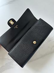 Chanel Top Handle Long Clutch Calfskin Lizard Black 25x9.5x5cm - 4