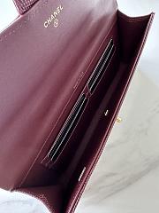 Chanel Top Handle Long Clutch Calfskin Lizard Burgundy 25x9.5x5cm - 5