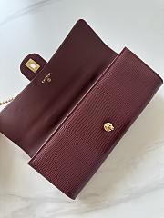 Chanel Top Handle Long Clutch Calfskin Lizard Burgundy 25x9.5x5cm - 3
