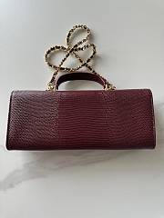 Chanel Top Handle Long Clutch Calfskin Lizard Burgundy 25x9.5x5cm - 4