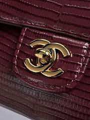 Chanel Top Handle Long Clutch Calfskin Lizard Burgundy 25x9.5x5cm - 2