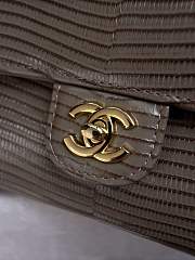 Chanel Top Handle Long Clutch Calfskin Lizard Dark Khaki 25x9.5x5cm - 5