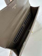 Chanel Top Handle Long Clutch Calfskin Lizard Dark Khaki 25x9.5x5cm - 4