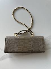 Chanel Top Handle Long Clutch Calfskin Lizard Dark Khaki 25x9.5x5cm - 3